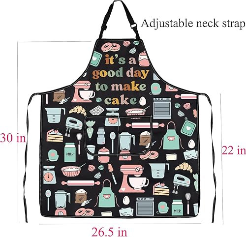 Miniatura 2 de FUSTMW Delantal para hacer pasteles para panadero, cocina, con bolsillo, regalos para fabricantes de postres, delantal de chef de pastelería