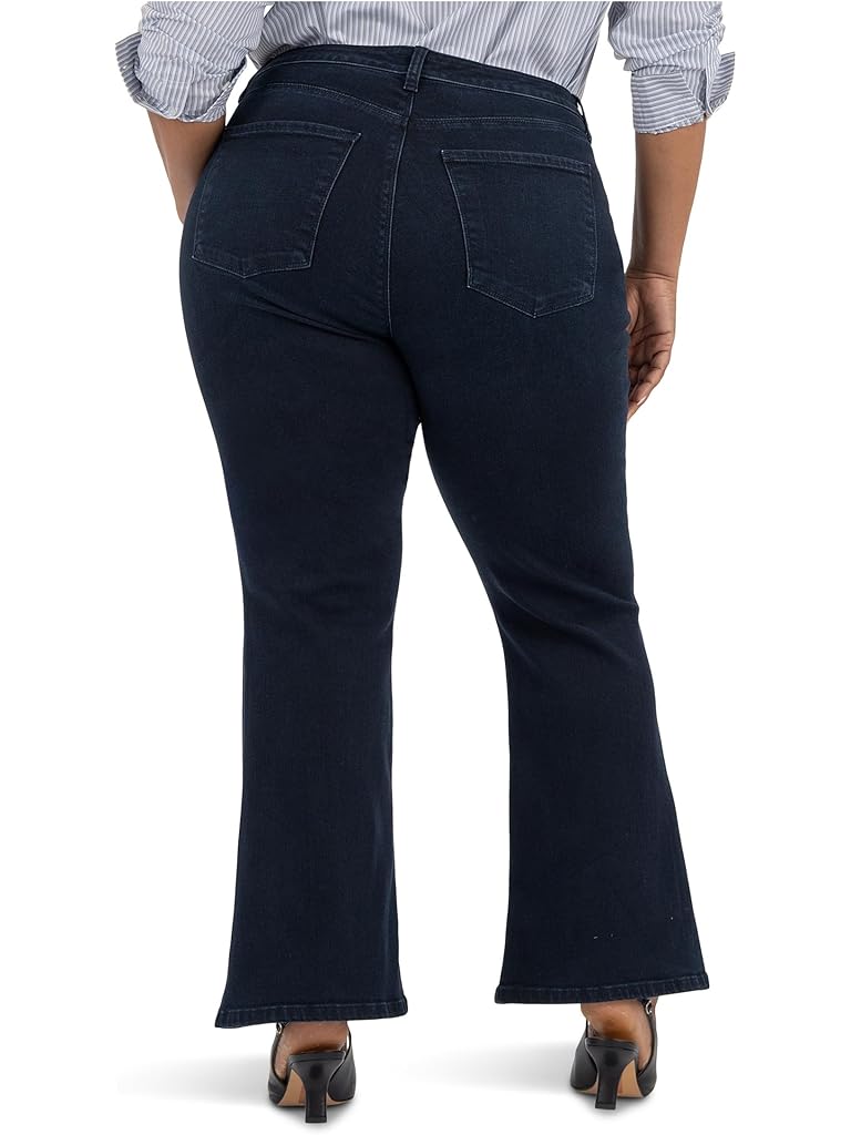 Navy KUT from the Kloth Plus Size Ana High-rise Fab Ab Flare-Baby Double Needle All Over