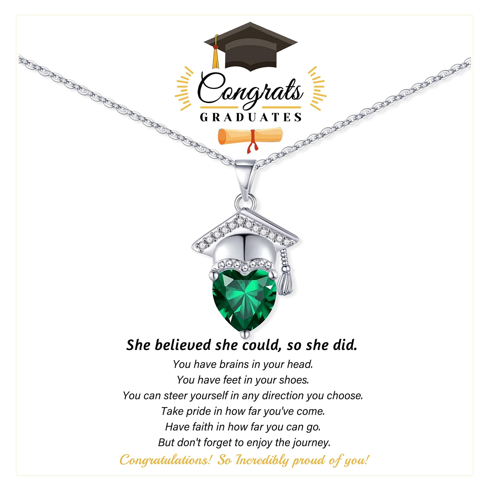 Graduation Gifts for Her 2026 Birthstone Necklace for Women Birthday Gifts for Teen Girls 5th 8th Grade High School College Graduation Gift for Her
