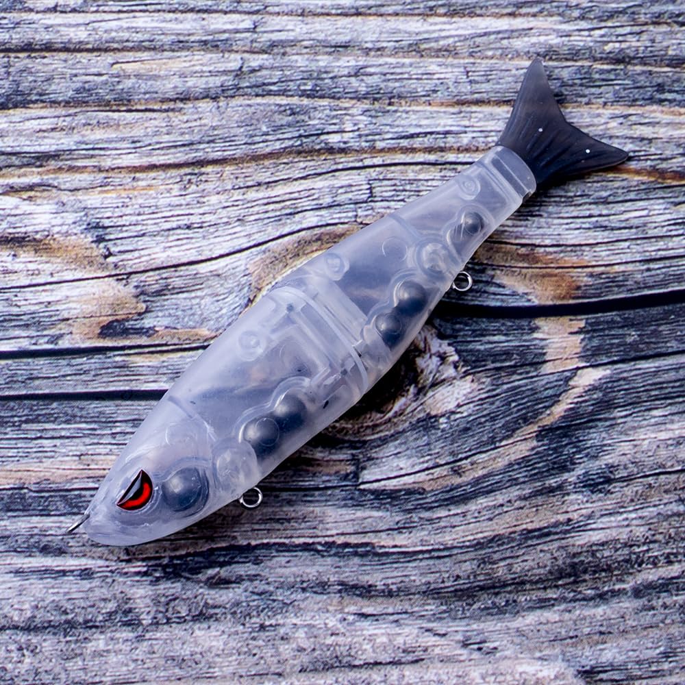 HUFFA Lot de 5 leurres de pêche Non Peints à Corps Dur et Queue Souple, 11,5 cm, 17 g, Wobbler coulant, appâts Shad à Faire soi-même