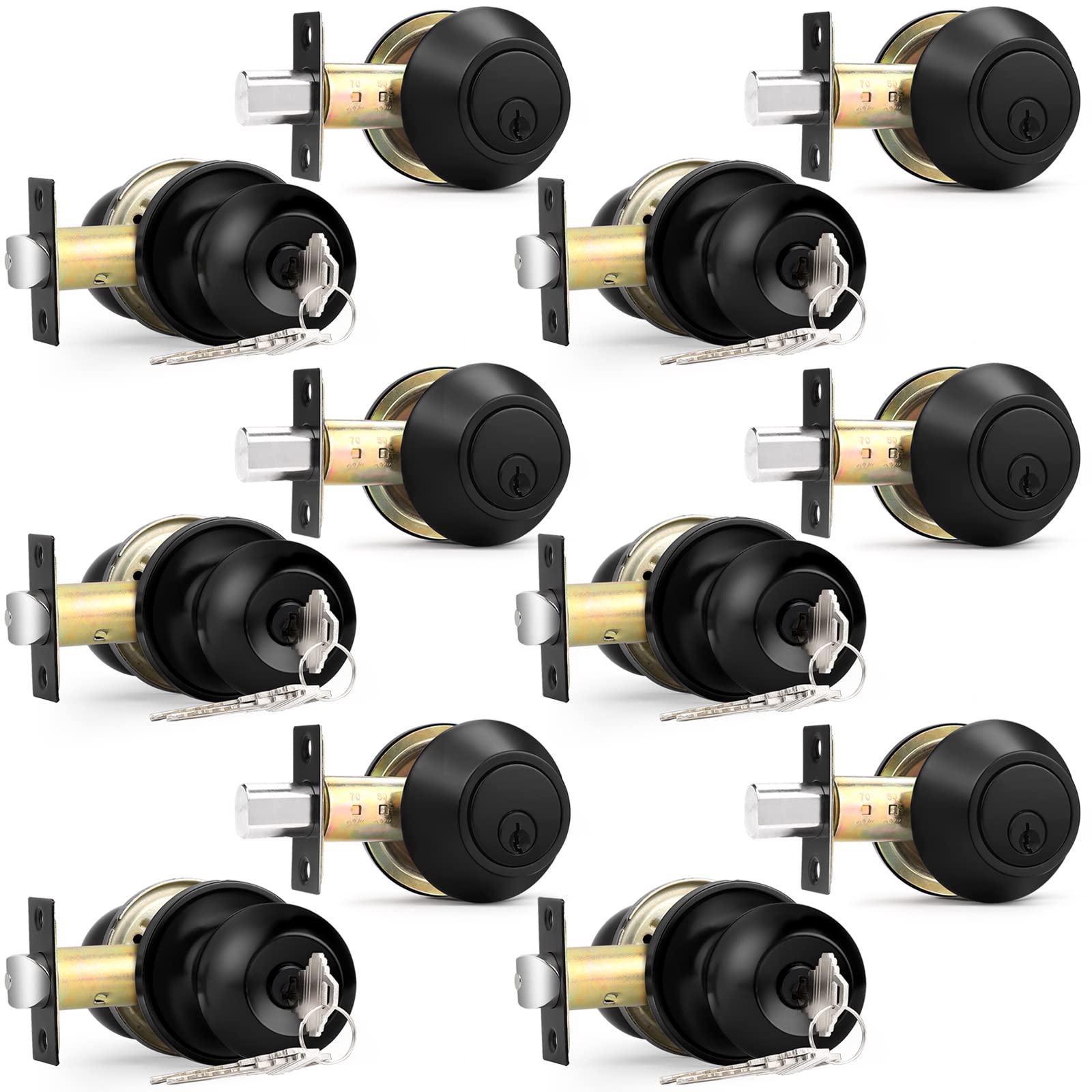 Probrico Matte Black Door Knob Set - Secure & Stylish -12 Probrico Matte Black Door Knob Set - Secure & Stylish -12