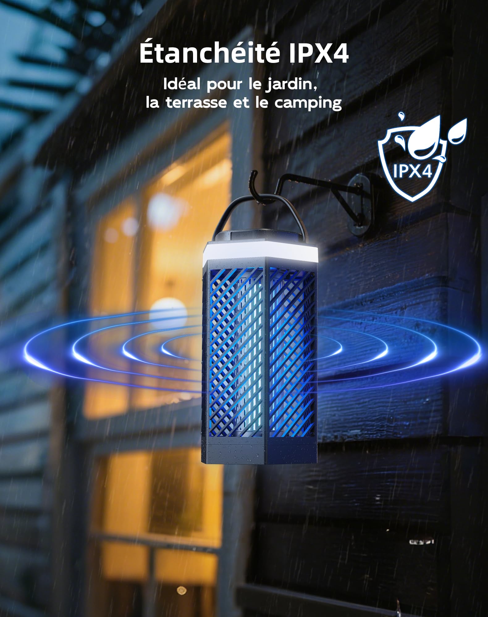Lampe Anti-Moustique Rechargeable Tue Mouche Électrique LED 8000mAh IPX4 Destructeur d'Insectes