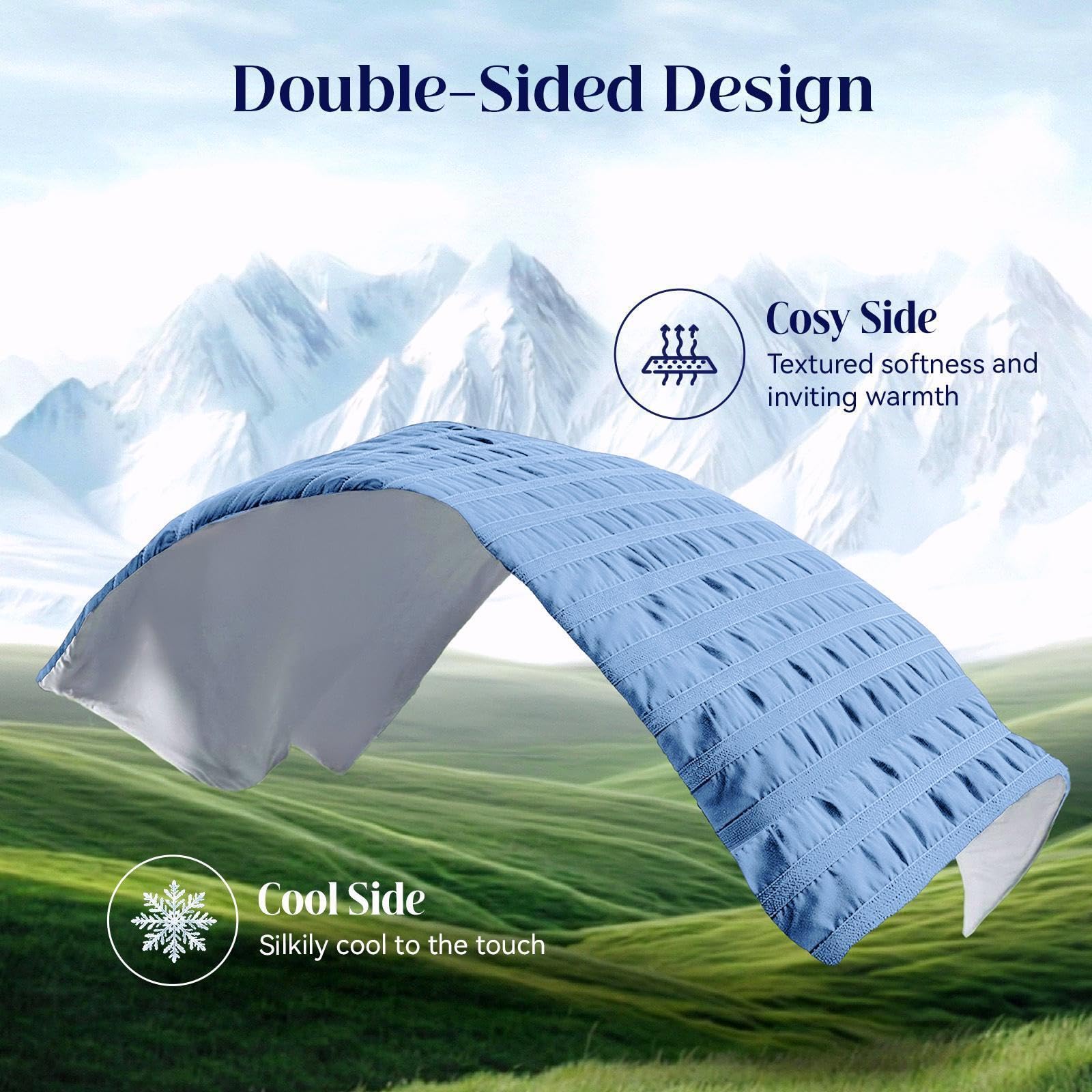 IKALIFE Manta Refrescante para Personas - Manta Fria Verano para Sofa Cama Q-MAX>0.5 Cooling Blanket Sabana Refrescante Enfriamiento Refrigerante Mantas Fresca Verano Azul 200x220 cm