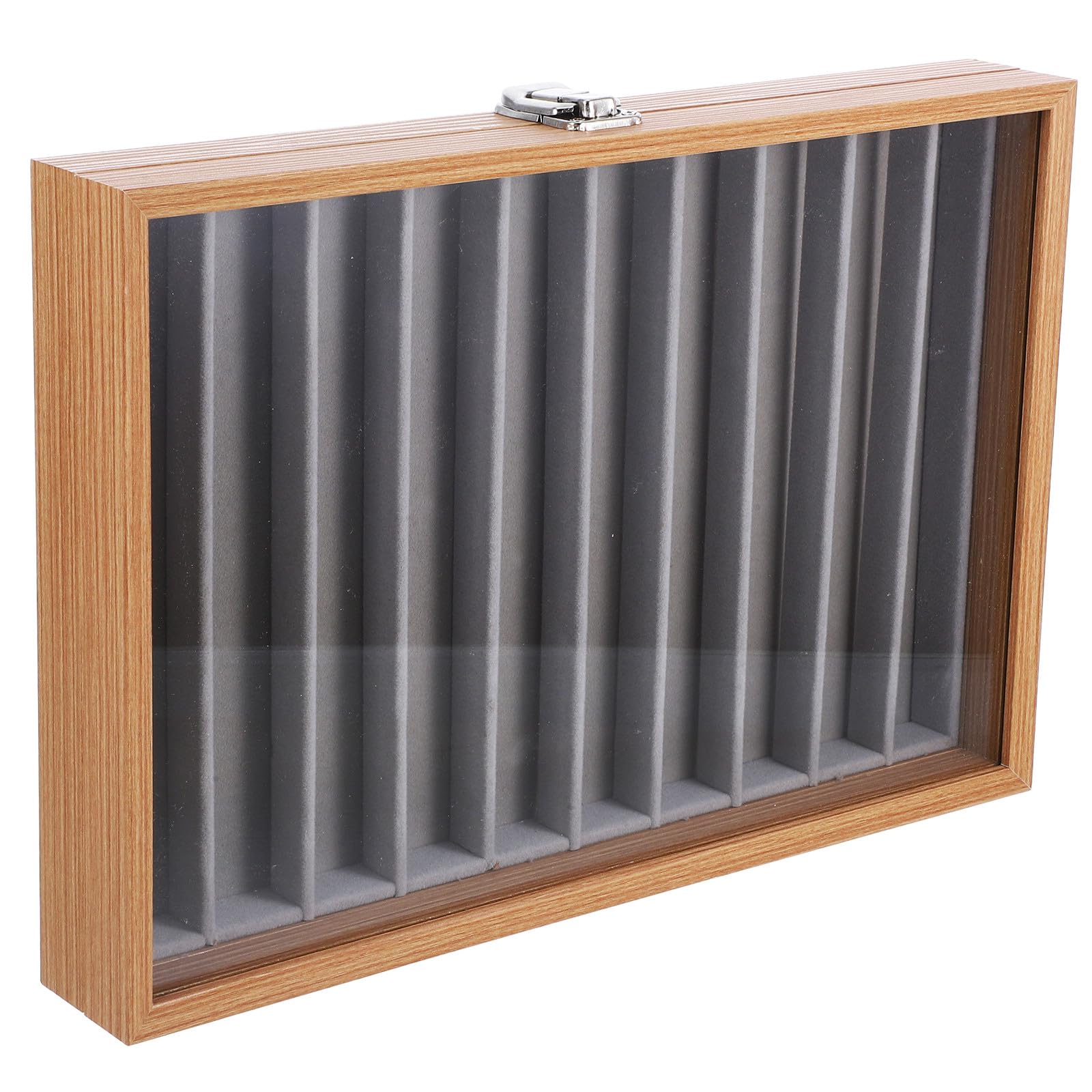 SHINEOFI Organizador de Collares con 10 Compartimentos Caja de Joyería Antipolvo con Tapa de Vidrio Diseño de Madera de Fruta para Collares Largos Pulseras y Cadenas Almacenamiento