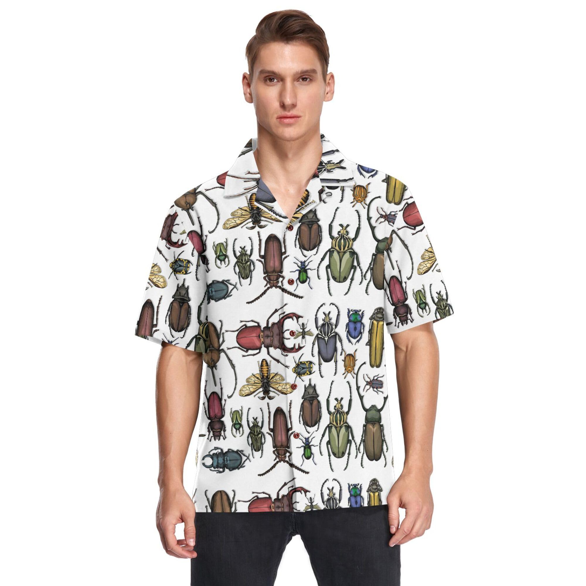 Fisyme Hawaiian Shirt for Men Loose-Fit Short Sleeve Button Down Beach Casual Shirts