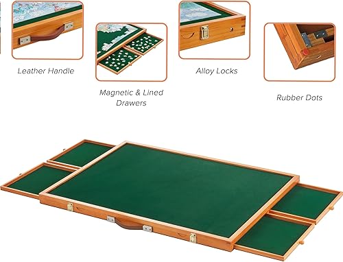 Miniatura 5 de YISHAN Tablero de rompecabezas de madera resistente para rompecabezas de 1500 piezas con cajones y cubierta, mesa de rompecabezas ajustable con asa