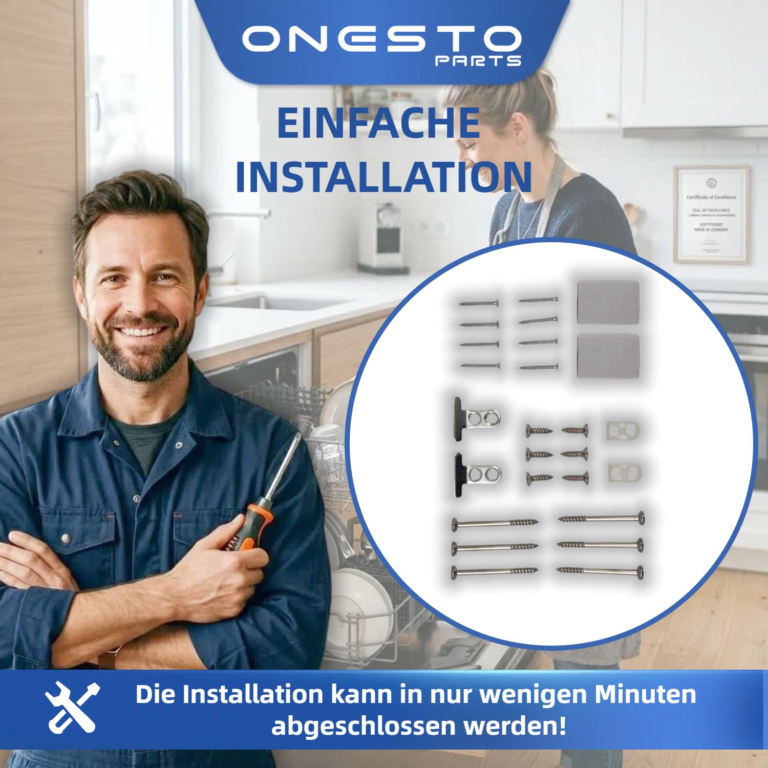 Spülmaschinentür Montagesatz Bosch 618833 00618833, Vollversenkbare Frontplatte Ersatz Kompatibel mit Neff Geschirrspülern