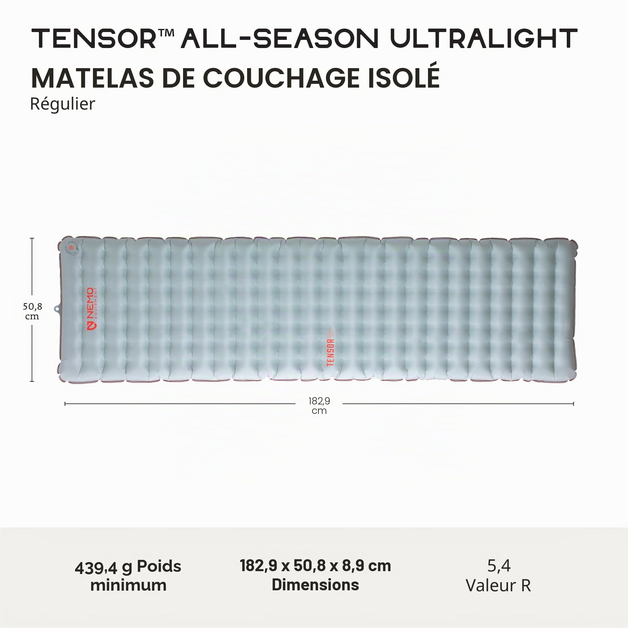 Nemo Tensor Matelas de Couchage isolé ultraléger pour Toutes Les Saisons
