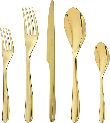 Christofle Lame Stainless Steel Gold 5-Piece Flatware Set #2327186