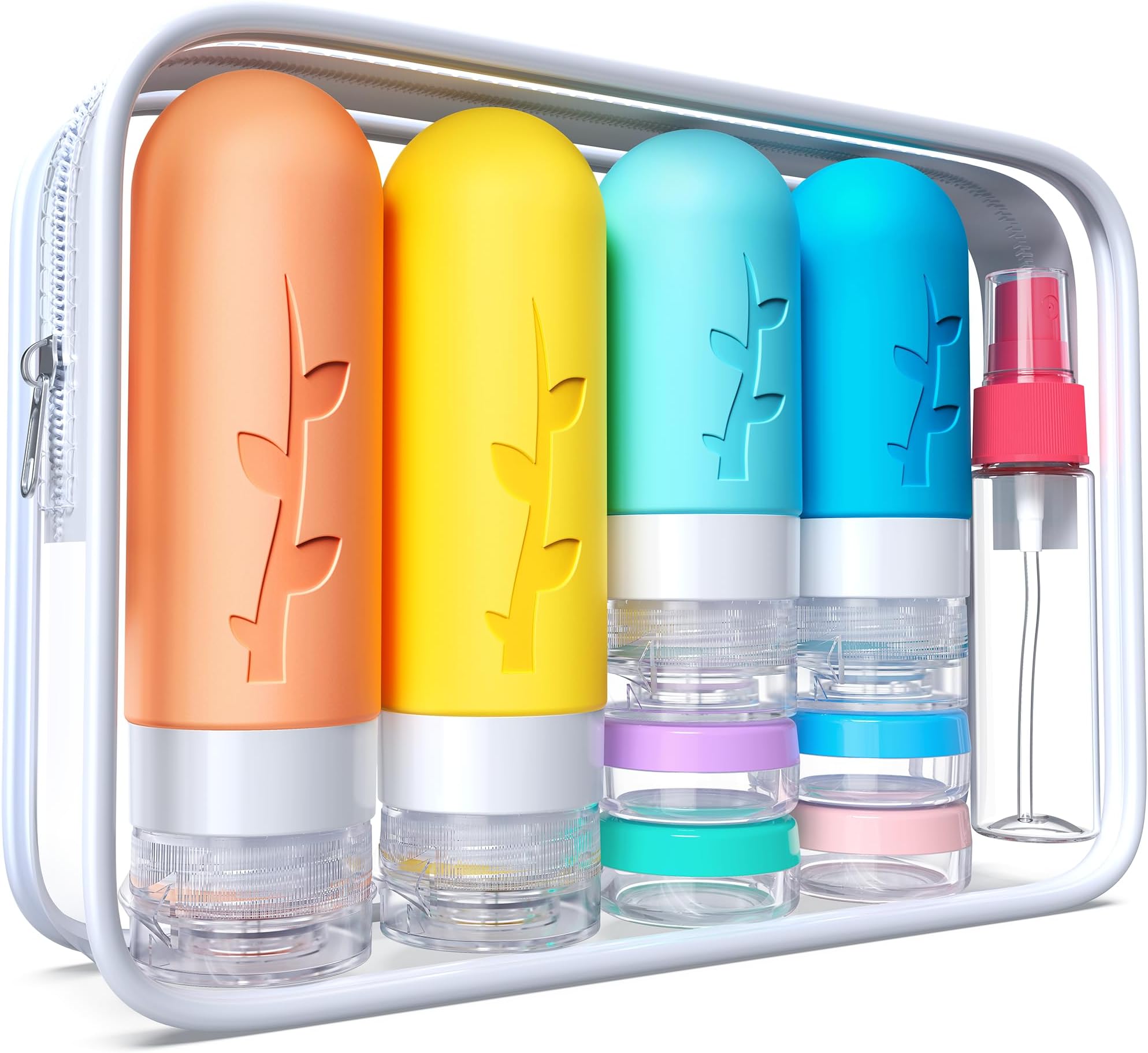 18pack Travel Bottles for Toiletries,TSA Approved Silicone Travel Containers jar for Toiletries,Leak Proof Refillable Liqus Shampoo And Conditioner Travel Essentials toiletry Bottles