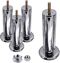 SKIR'CO Set of 4 furniture legs 15 cm height, shiny chrome metal legs, cabinet legs, round sofa legs, nuts included