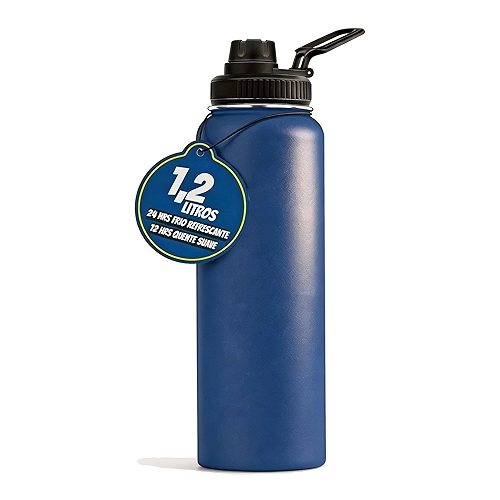 Garrafa Termica 1200ml Esportiva De Aço Inoxidável Com Isolamento A Vácuo De(Azul)