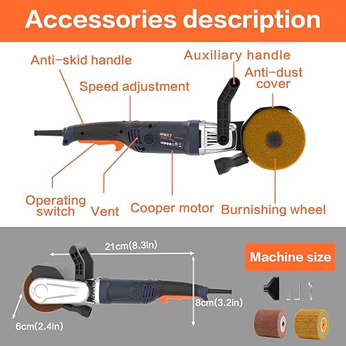 Miniatura 3 de MAXXT Máquina pulidora de bruñido, herramienta de acondicionamiento de superficie de 1300 W, 6 velocidades variables 3200 RPM motor máquina
