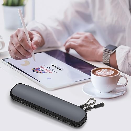 Vista 5 de Fintie Funda para Apple Pencil Pro, Apple Pencil (USB-C / 1ª / 2ª generación), bolsa de transporte de neopreno suave con cremallera para Samsung Gris