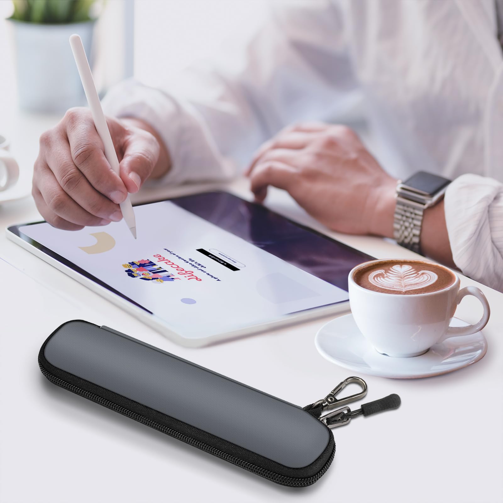 FINTIE Piórnik na ołówki Apple Pencil (1. i 2. generacji) - neoprenowy zamek błyskawiczny torba do przenoszenia etui na iPada Pro, iPad 2019 2018 ołówek, Samsung Stylus, kredka, długopis powierzchniowy, szary