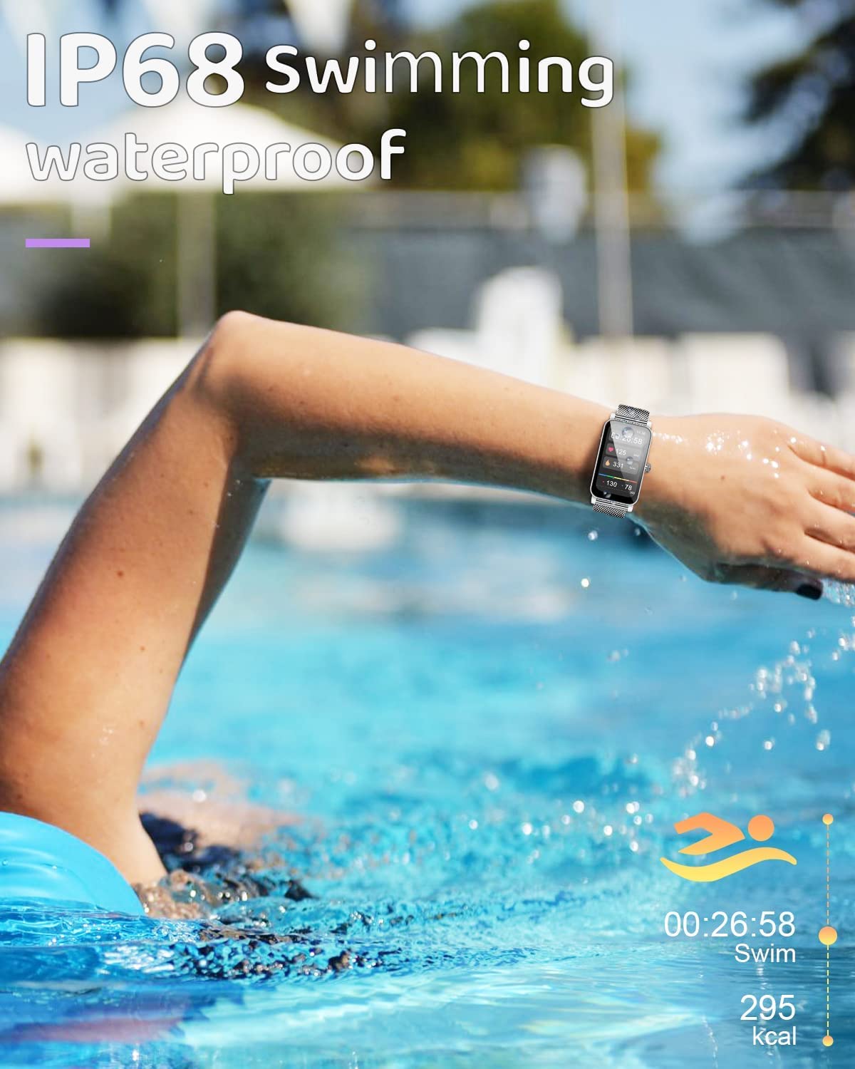 smartwatch, smartwatch BOCLOUD dla kobiet i mężczyzn, iPhone, Android, z monitorowaniem poziomu tlenu we krwi, tętna, snu, wodoodporność IP68, fitness tracker z 12 trybami treningowymi, srebrny