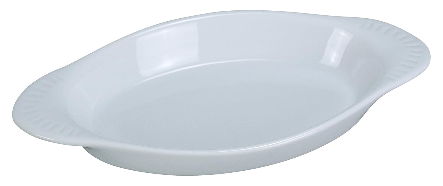 Yanco CO-8-W Welsh Rabbit Crock, Oval, 8 oz Capacity, 8.5" Length, 4.25" Width, 1.125" Height, China White Color, Pack of 36