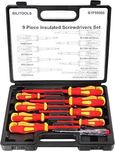 Miniatura 7 de BILITOOLS - Juego de destornilladores para electricista aislado de 1000 V - 13 piezas de herramientas eléctricas con puntas magnéticas de acero