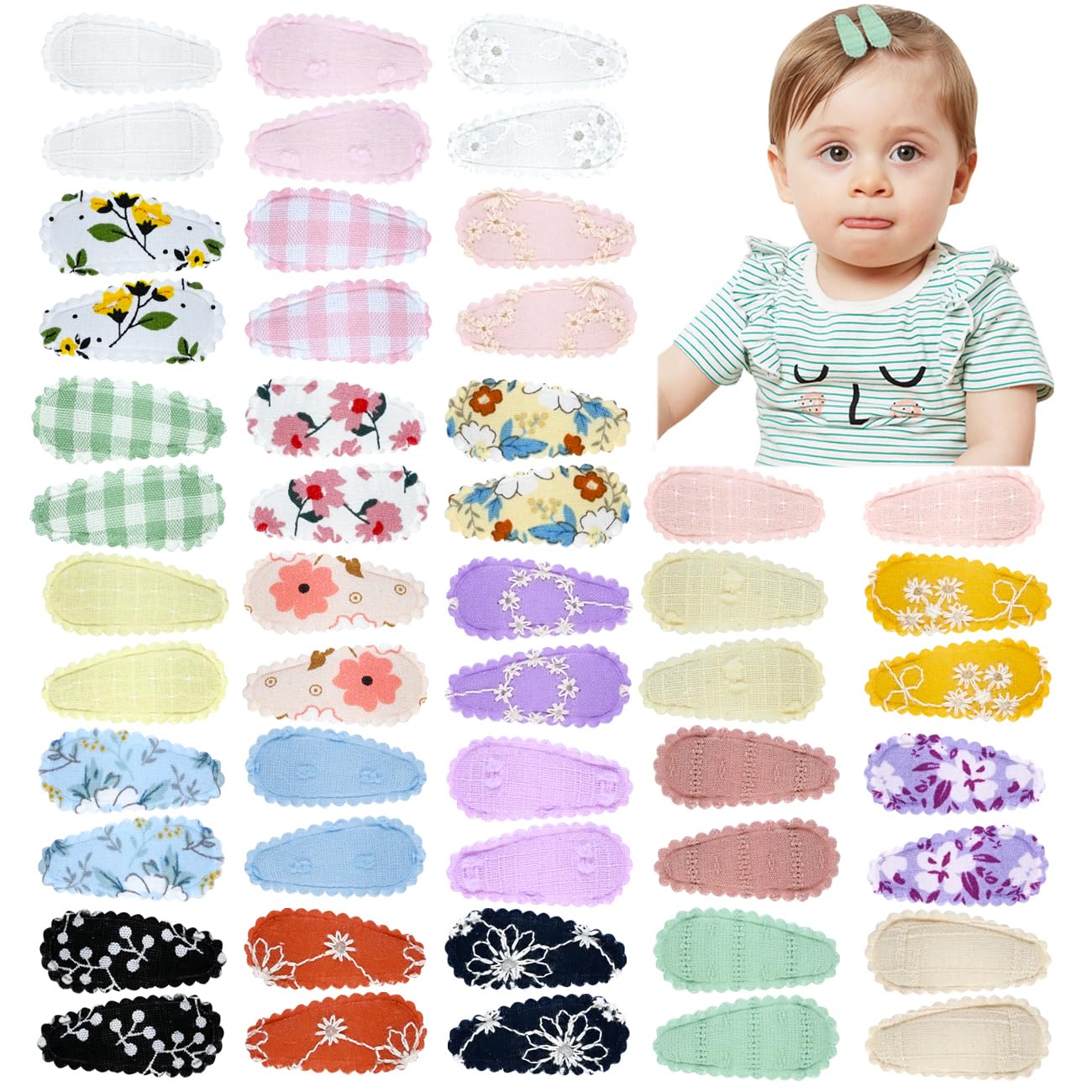 50 fermagli per capelli a scatto per bambine da 3,8 cm antiscivolo avvolti forcine per capelli piccole clip per accessori per capelli per bambini