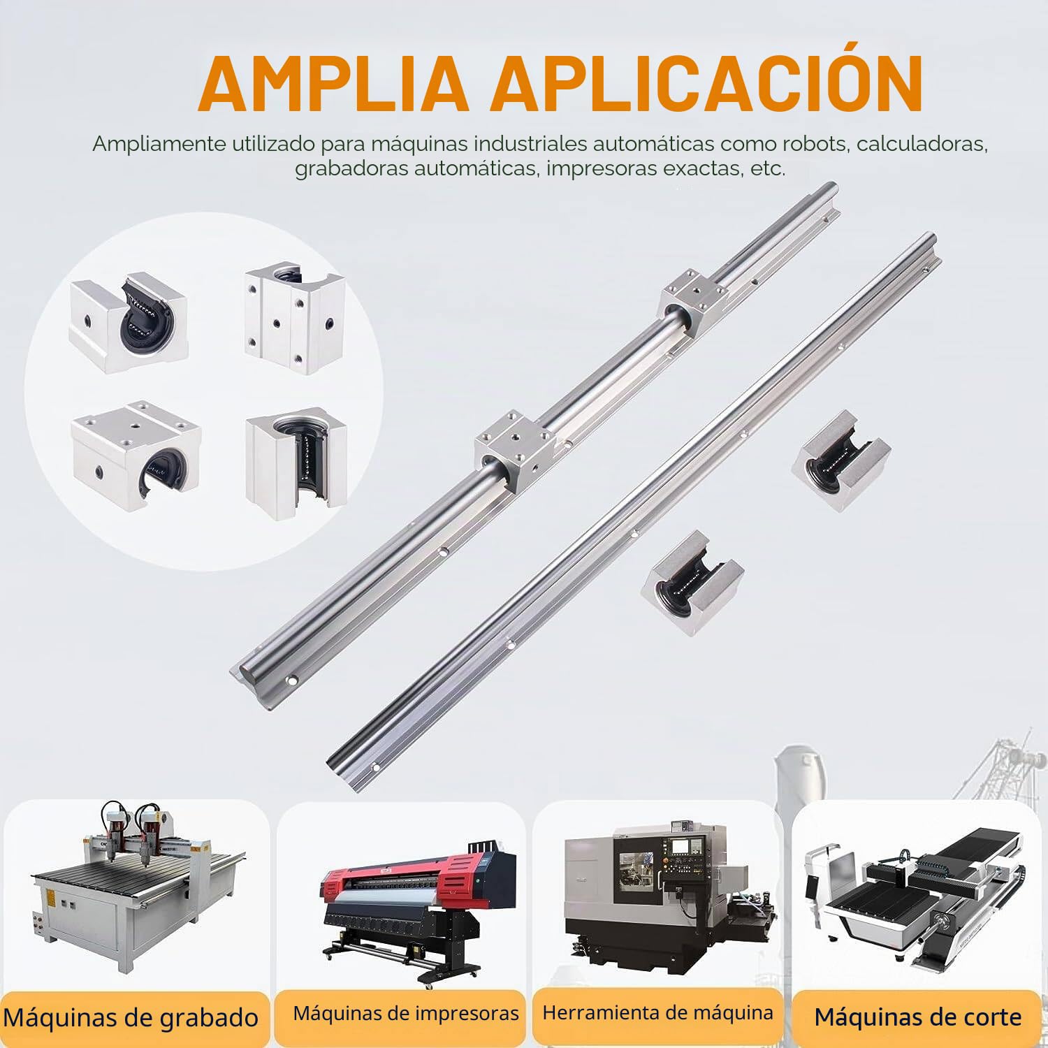 SBR20 guía lineal, riel lineal empalmado 3000 mm, 4 unidades de 1500 mm, eje de guía deslizante con 8 bloques de rodamientos SBR20UU y accesorios para impresoras 3D DIY y máquinas CNC