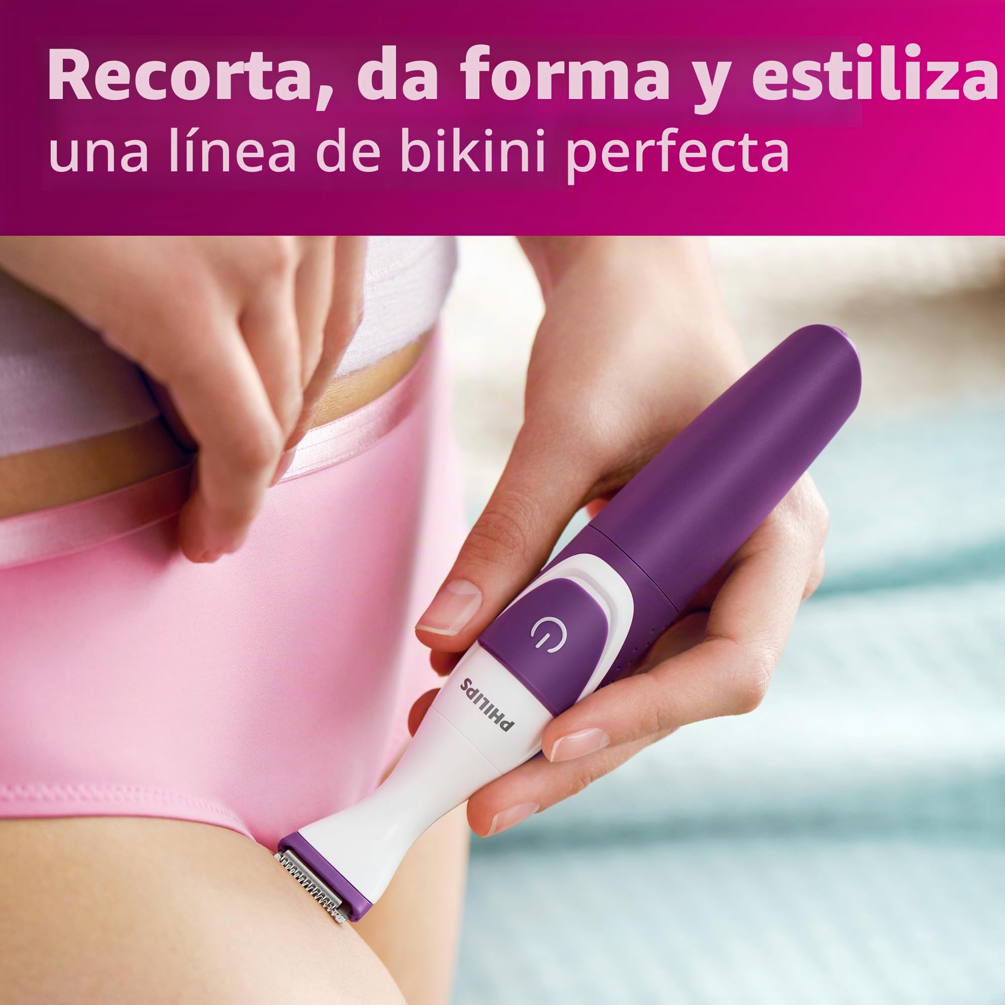 Philips Bikini Genie BRT383/50 - Recortadora inalámbrica para depilación de línea de bikini, con cabezal de afeitado y peine, BRT383/50