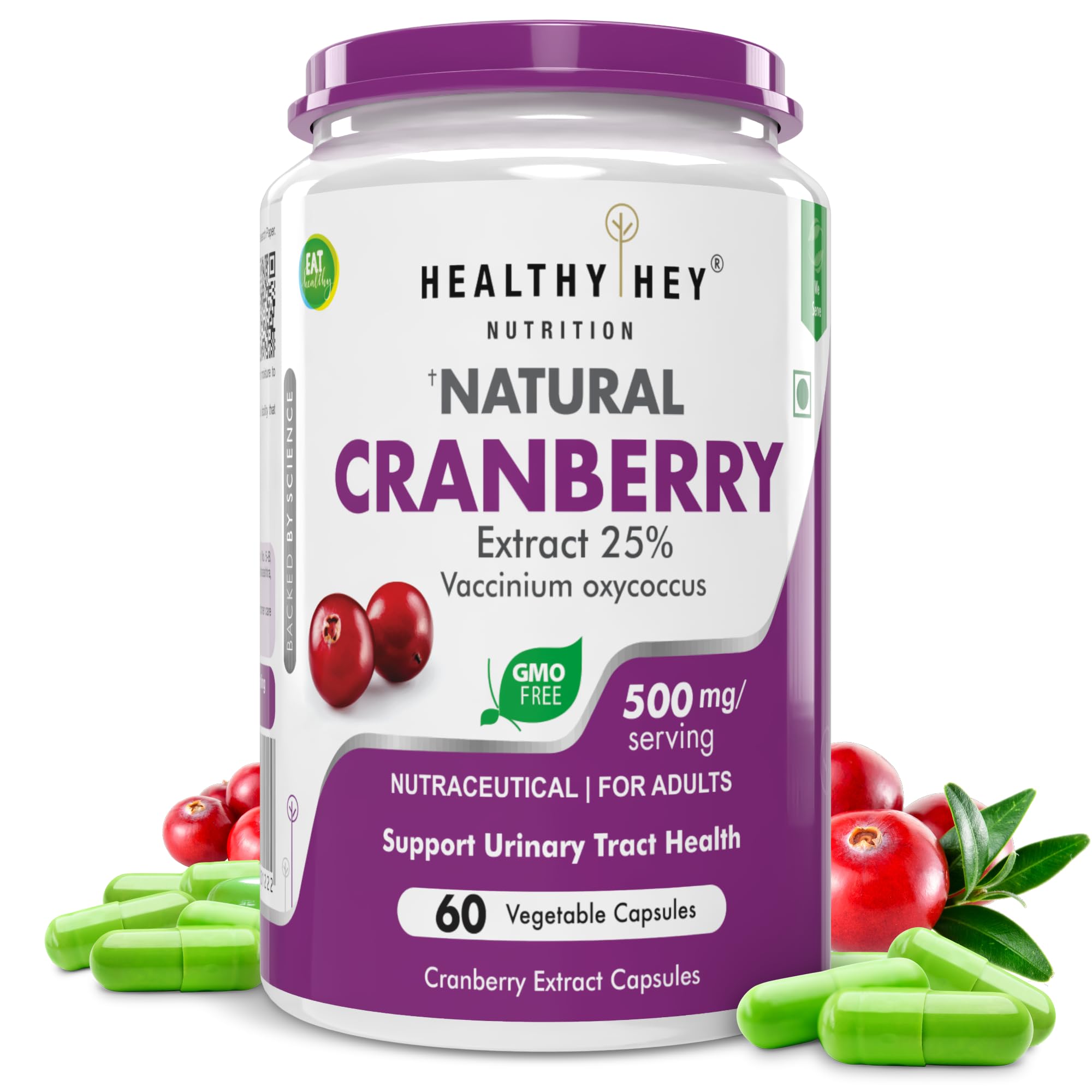 HealthyHey Nutrition Cranberry Extract - Urinary Tract Health - 60 Veg Capsules