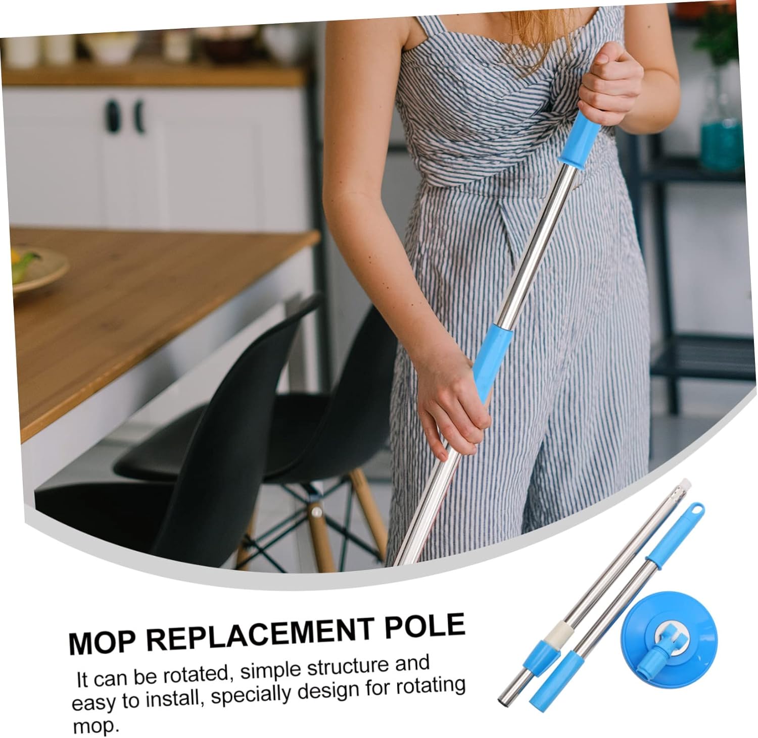 Rotating Mop Pole Replacement Durable Stainless Steel Handle for Easy Cleaning Swivel Head Design for Hard to Reach Areas Compatible with Rotating Mops Efficient Mop