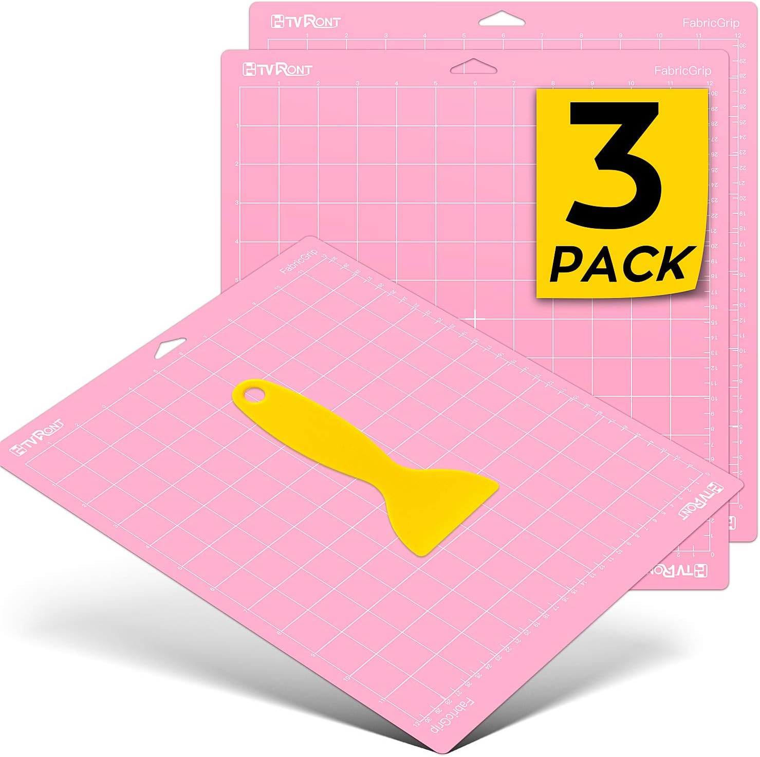 HTVRONT Fabric Grip Cutting Mat, 3 Pcs Cutting Mat 12x12 Compatible with Cricut Maker 3/Maker 4/Maker/Explore 3/4/Air 2/One, Fabric Adhesive Sticky Quilting Cutting Mats Replacement Accessories