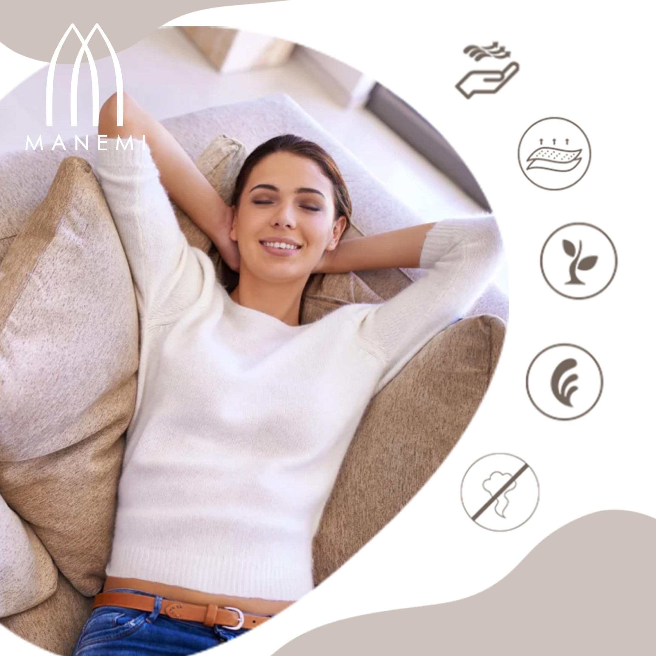 MANEMI Pack 2 Cojín 60x60cm Algodón – Cojín para Sofá, Cama, Hecho en España, con Cremallera, 70% Algodón 30% Poliéster, Tamaños