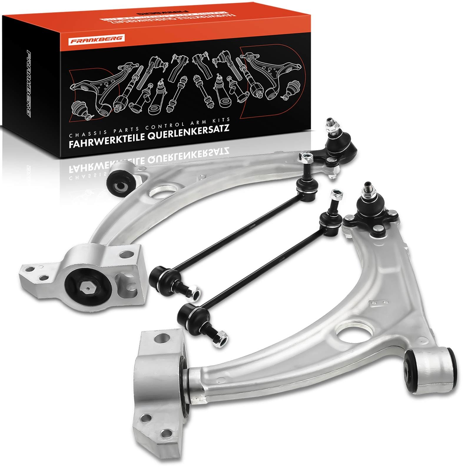 Frankberg 4x Querlenker + Koppelstange Vorne Kompatibel mit Q3 8UB 8UG 1.4L 2.0L 2.5L 2011-2018 P.a.s.s.a.t 362 1.4L-3.6L 2010-2014 Replace# 3C0407151A