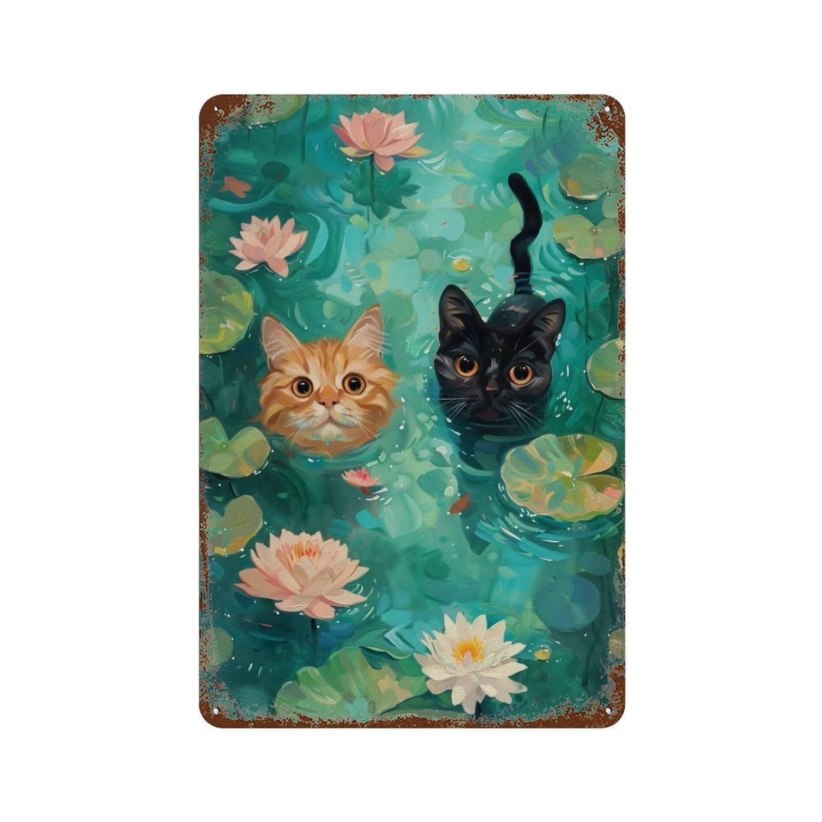 HDURYEYRYY Pond Kittens 01 Wall Retro Iron Vintage Art Metal Tin Sign Poster Modern Home Cofffee Club Art Bar Shop Decor Style 30x20cm