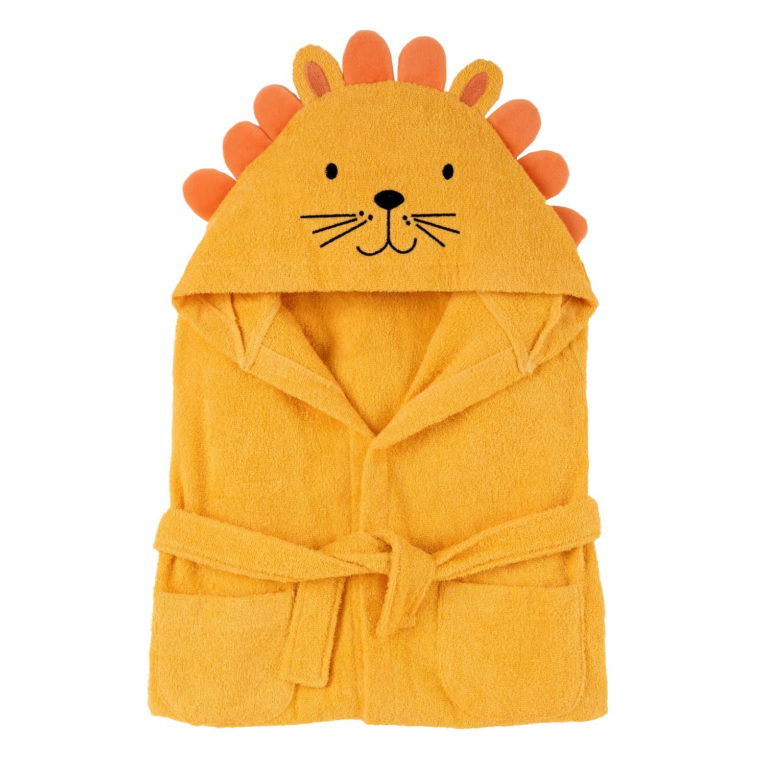 Chicco Albornoz de suave tejido de esponja, en forma de dulce léon, colorido y divertido, con dos cómodos bolsillos y práctico cinturón, 24 meses +, naranja