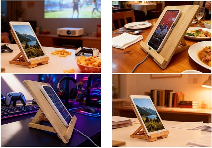 Soporte Ajustable de Bambú para Tablet y Teléfono miniatura 6