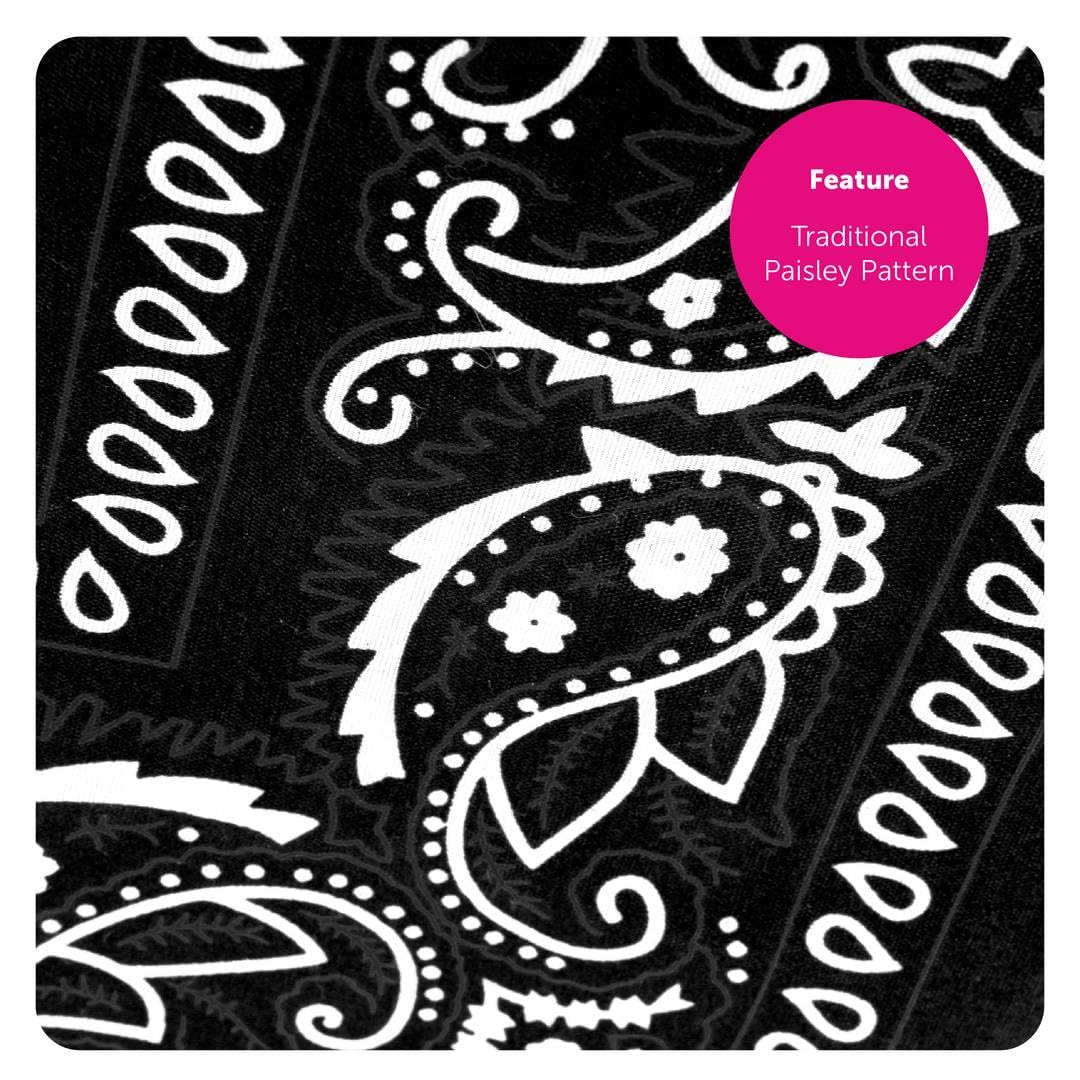 Zestaw akcesoriów kowbojskich dla dorosłych - czarny kapelusz kowbojski z ćwiekami gwiazdy i czarna bandana paisley - męska damska dziki zachodni bandyta fantazyjny strój kostium zestaw akcesoriów