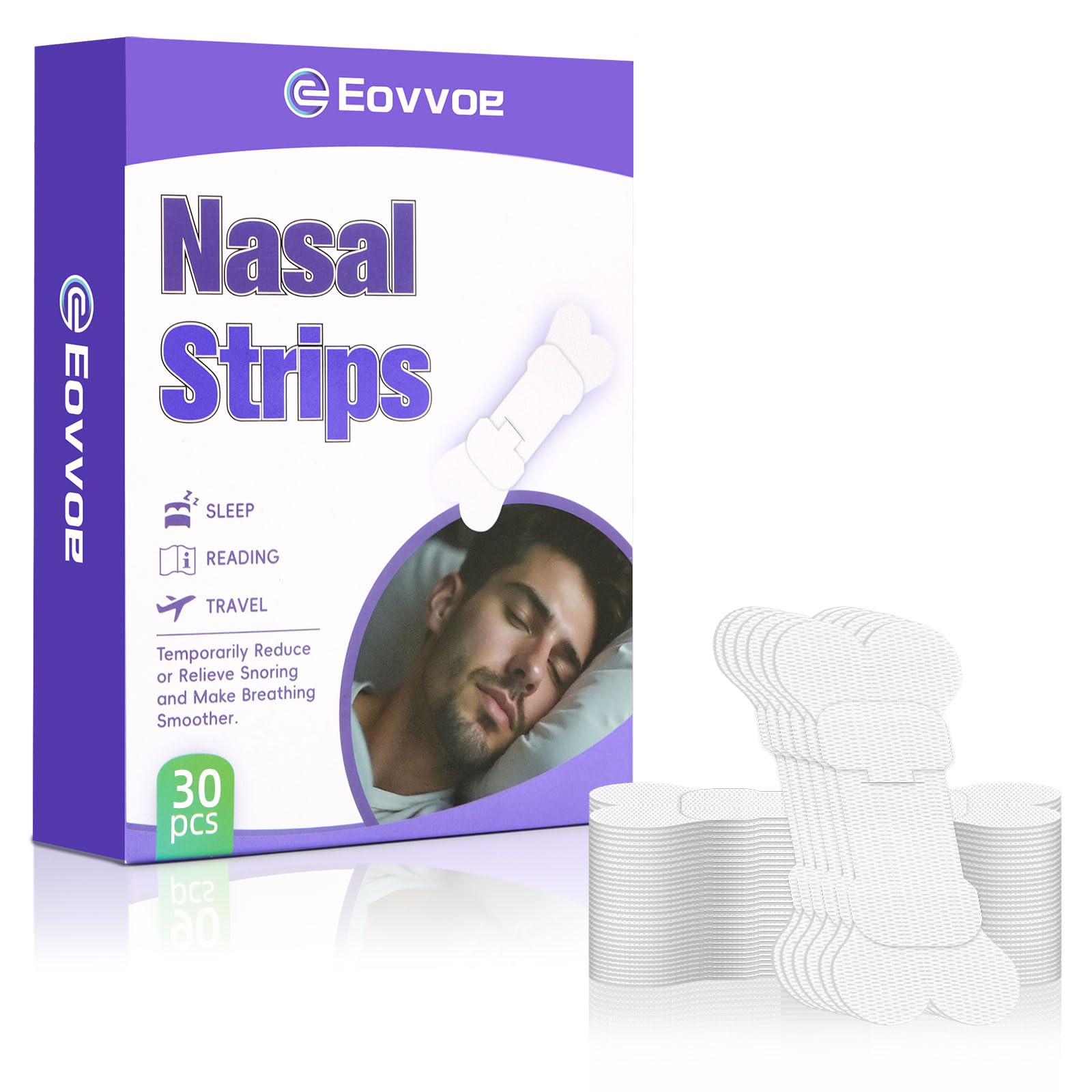 Nasal Strips for Snoring Nose Strips for Breathing with Adjustable Fit 30 Count Extra Strength Drug-Free Opens Nasal
