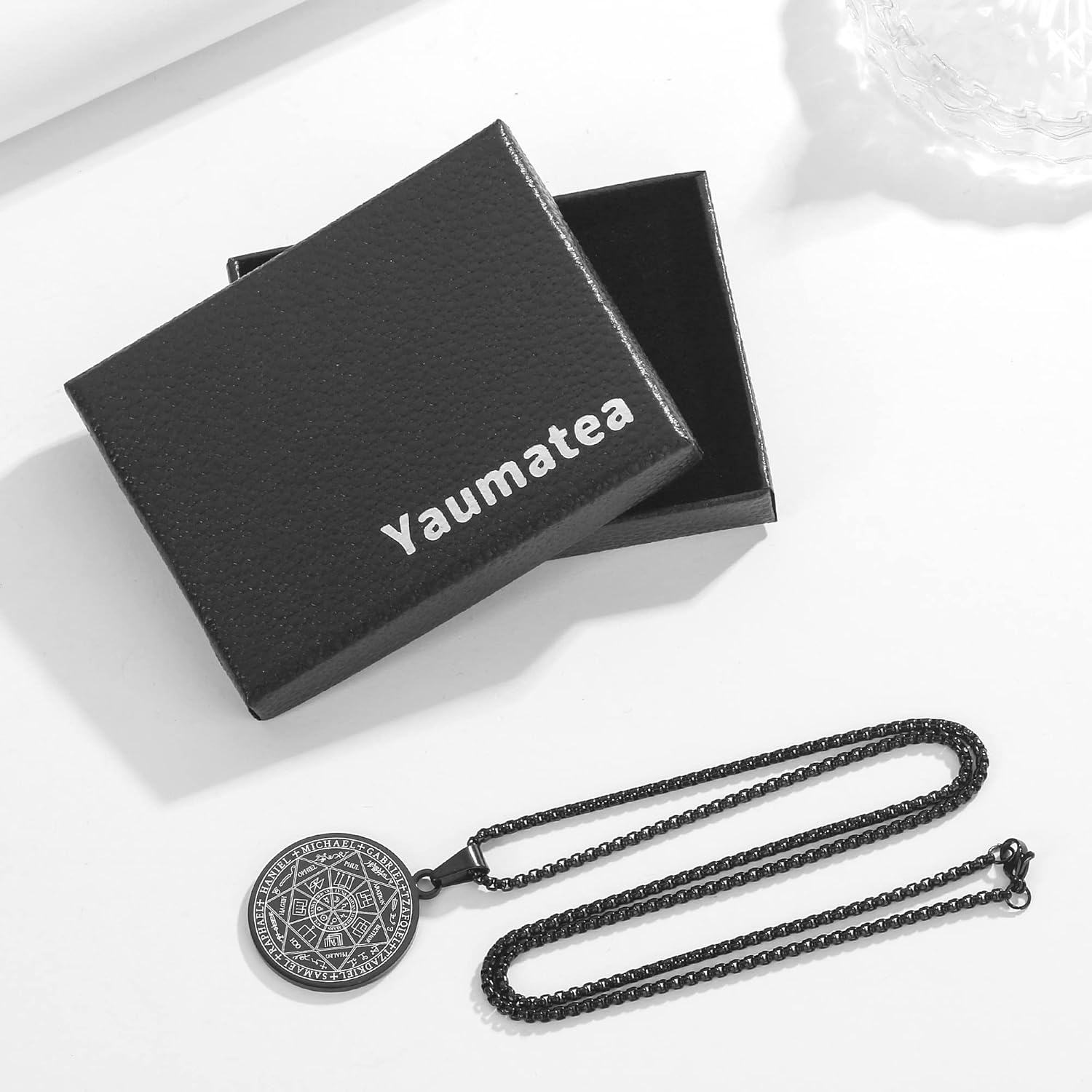 Seven Archangels Pendant Necklace For Men Women Protection Amulet Archangel Michael Coin Pendant Necklace Gabriel Uriel Spiritual Stainless Steel Medal Necklace 24 inches - Image 5