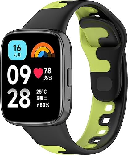 RuenTech Compatible con Redmi Watch 3 Lite, correas de silicona ajustables de ajuste rápido, correa de repuesto de dos colores para reloj