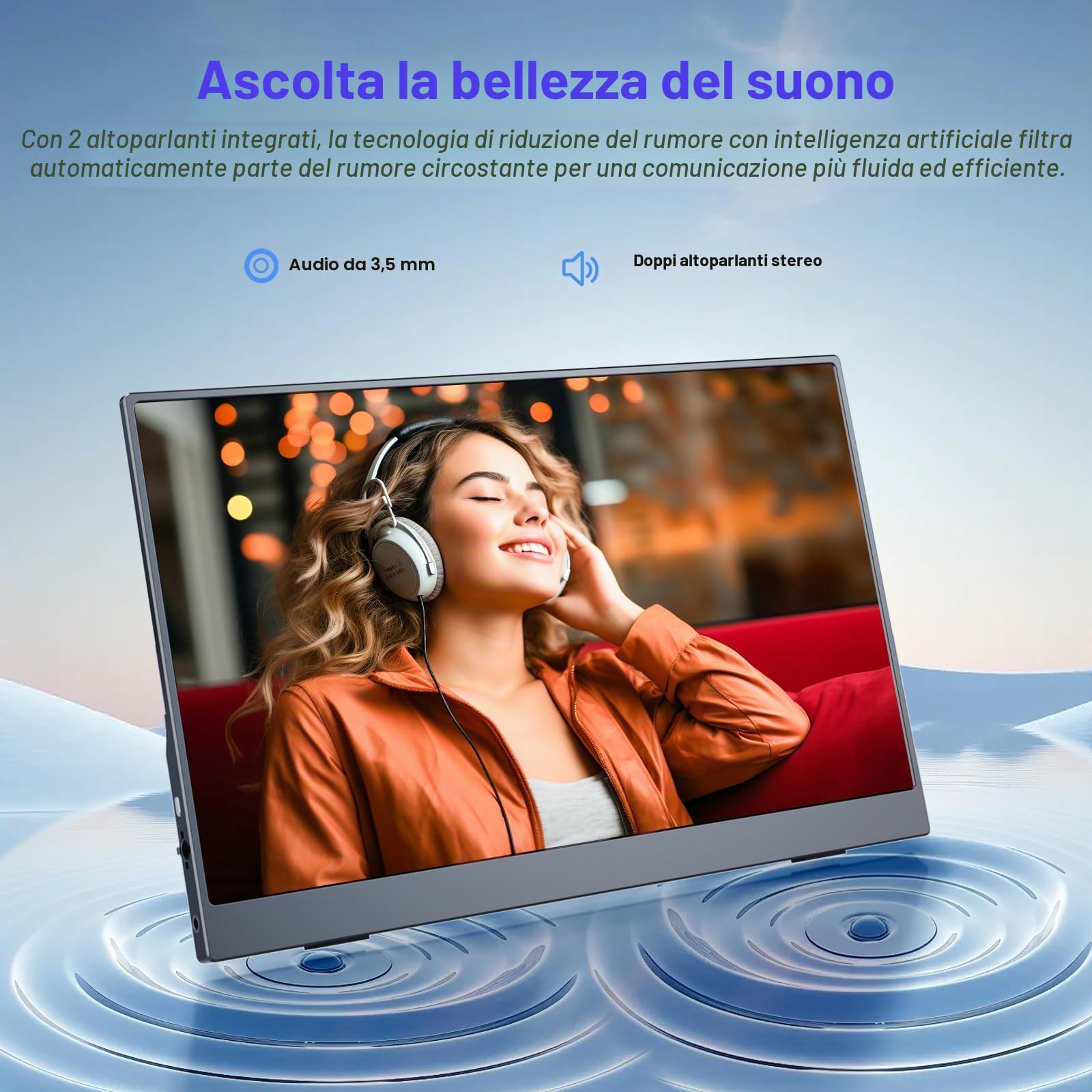 Monitor Portatile, 15.6 Pollici Schermo Portatile, 1920x1080 FHD | Portable Monitor con Mini HDMI/USB-C, per Laptop, PC, Mac