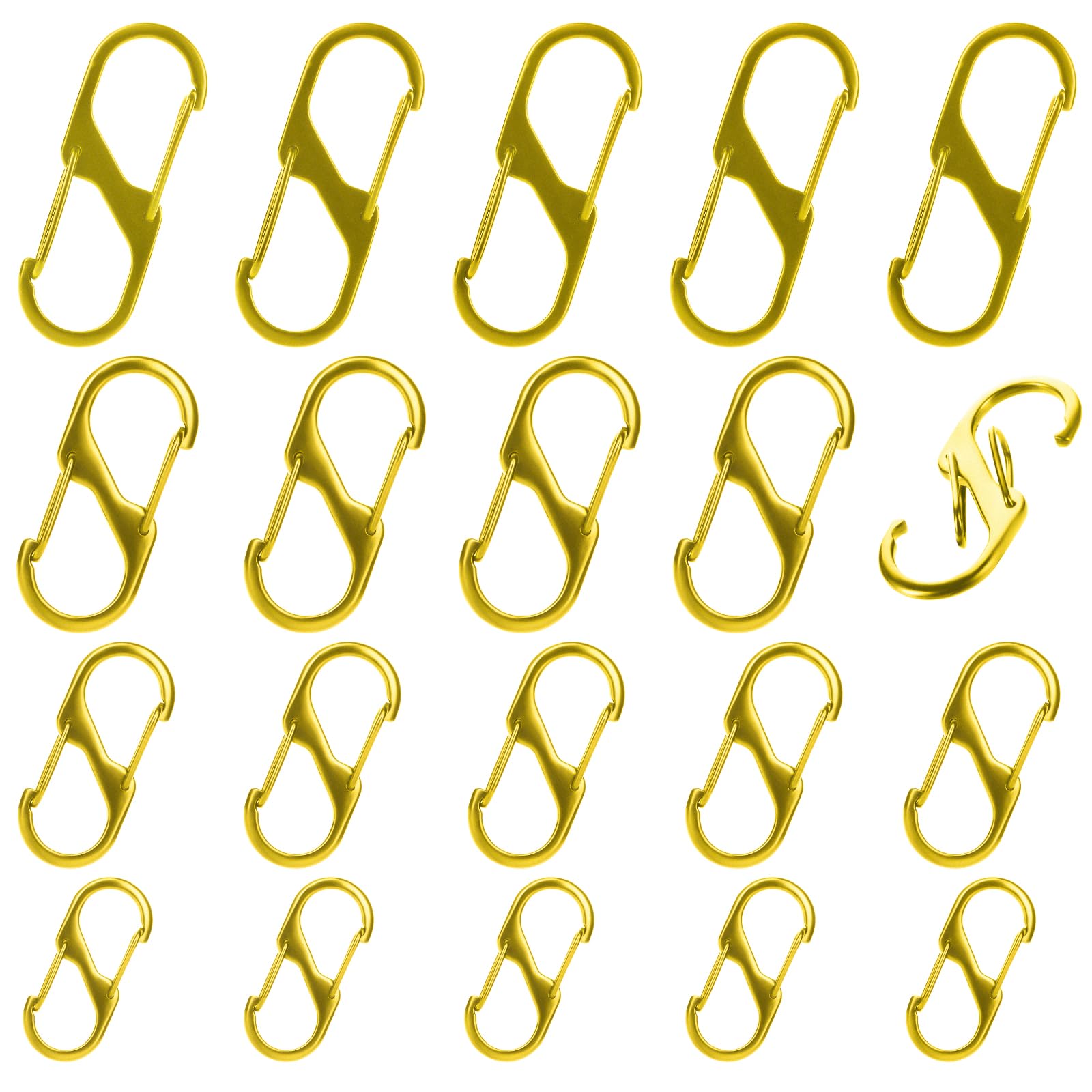 Zipper Clips Anti Theft, 20 Pcs Zipper Pull Locks for Backpacks, Dual Spring S Carabiner Zipper Clip Theft Deterrent for Luggage Suitcase Camping(Gold)