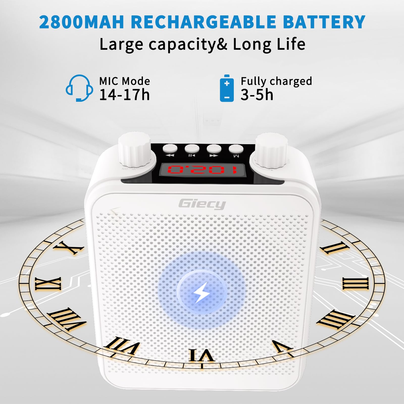Amplificador de voz portátil de 30 W con auriculares de micrófono con cable, altavoz de sistema PA recargable de 2800 mAh, micrófono personal, amplificadores de potencia de voz, altavoz para