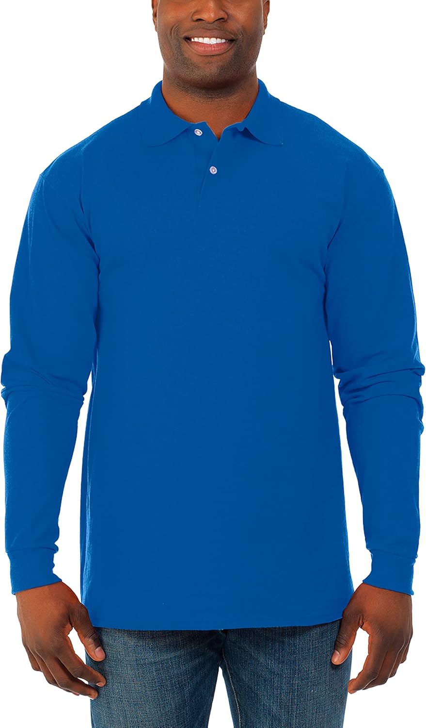 Jerzees Men's SpotShield Stain Resistant Polo Shirts (Short & Long, Long Sleeve-Royal Blue, X-Large at  Men’s Clothing store