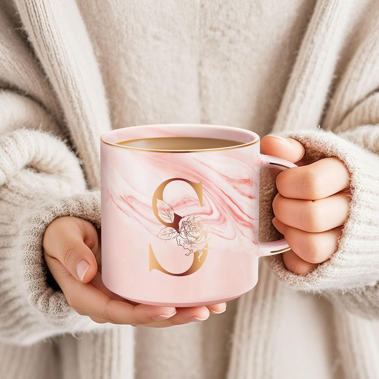 Valentines Day Gifts for Her, Anniversary Birthday Galentines Gifts for Women Mom Grandma Friend Sister Wife Teacher Coworker, Personalized Initial Customized Gift Monogrammed A-Z Coffee Mug 12 OZ(S) - Image 2