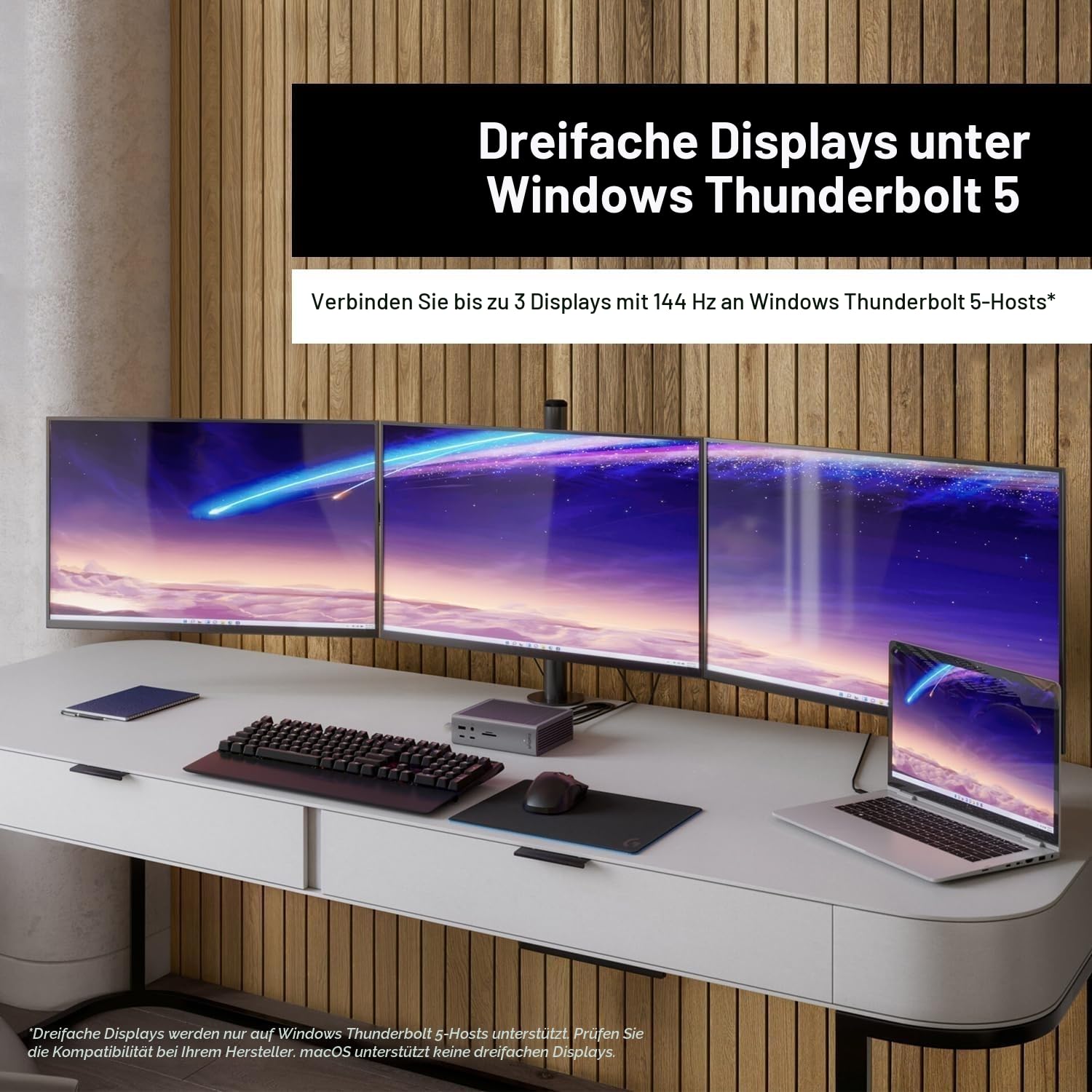 CalDigit TS5 Plus – Thunderbolt 5 Dock – 20 Anschlüsse, 10GbE, 140 W Ladeleistung, 3X Thunderbolt 5, 10x USB 10Gb/s, bis zu Zwei 8K-Displays mit 60 Hz, 1,0 m langes, geflochtenes Kabel