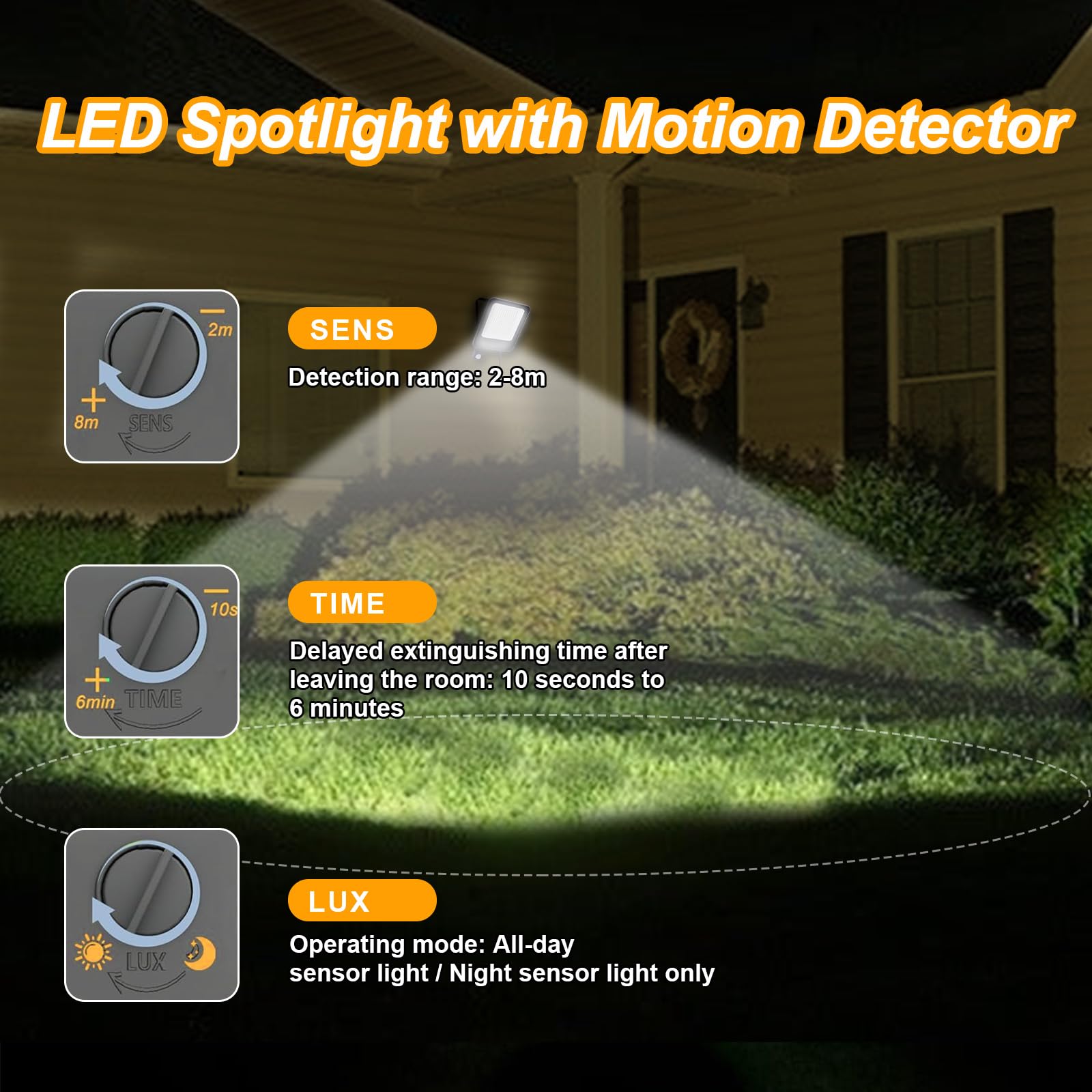 100W LED Strahler mit Bewegungsmelder Außen, 5 Stücke Außenlampe 6500K Kaltweiß Superhell Fluter Scheinwerfer Licht, IP65 Wasserdicht Außenstrahler Flutlicht für Garten, Innenhöfe, Garage