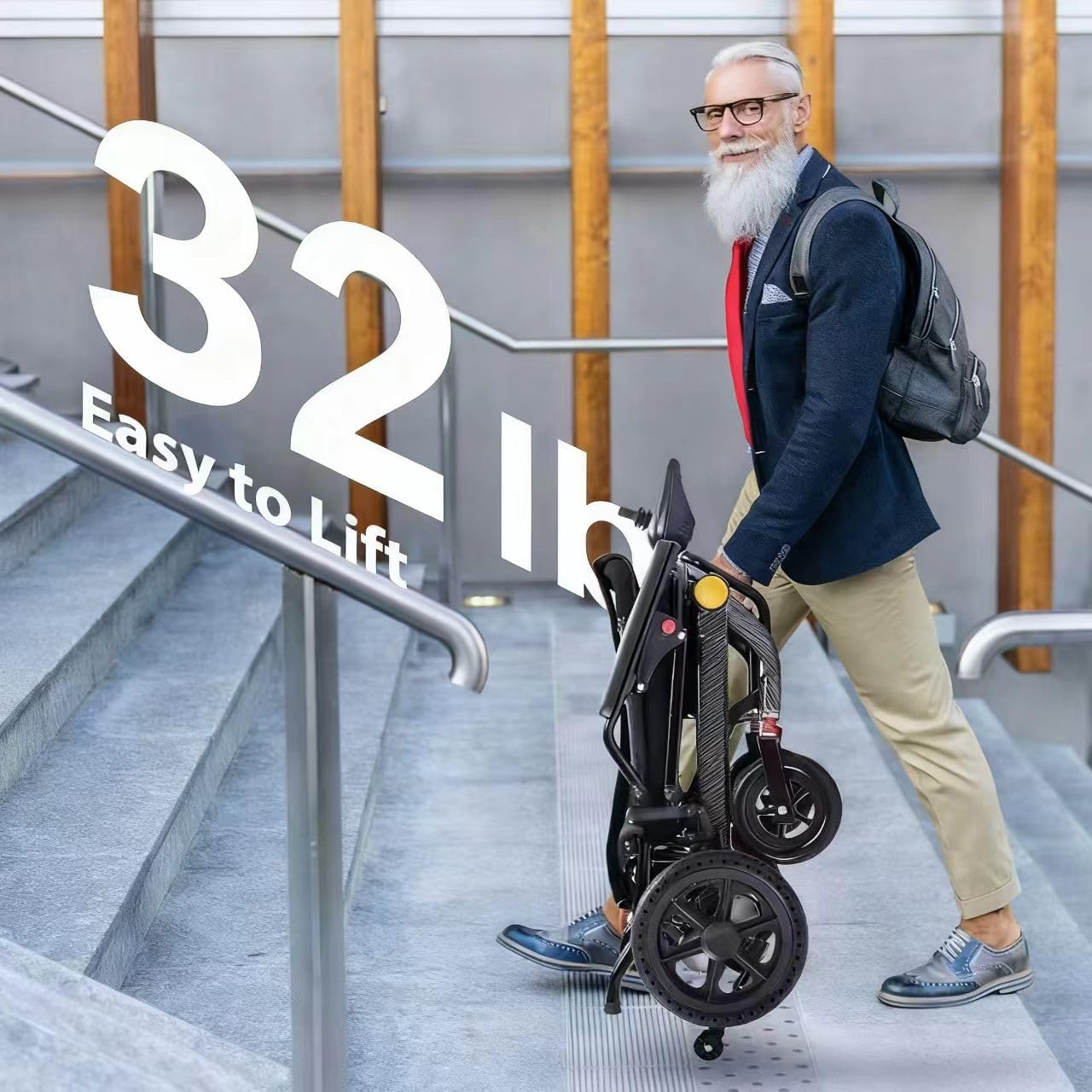 Sedia a rotelle elettrica leggera da 14,5 kg per adulti con doppia batteria, potente sedia a rotelle elettrica pieghevole, portatile, approvata dalle compagnie aeree per viaggi e uso domestico