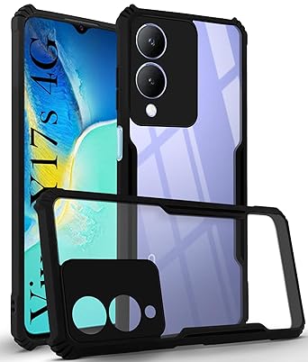 Jkobi Back Cover Case for Vivo Y17s (Shockproof with Polycarbonate Clear Panel | Professional Black)