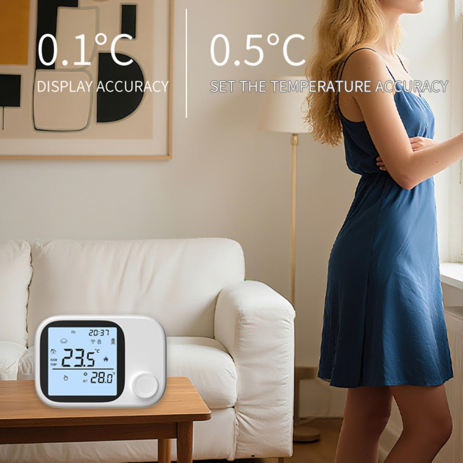 Regulador de calefacción WiFi compatible con Tuya, termostato de pared para caldera, mando a distancia intuitivo a través de smartphone, diseño que ahorra espacio