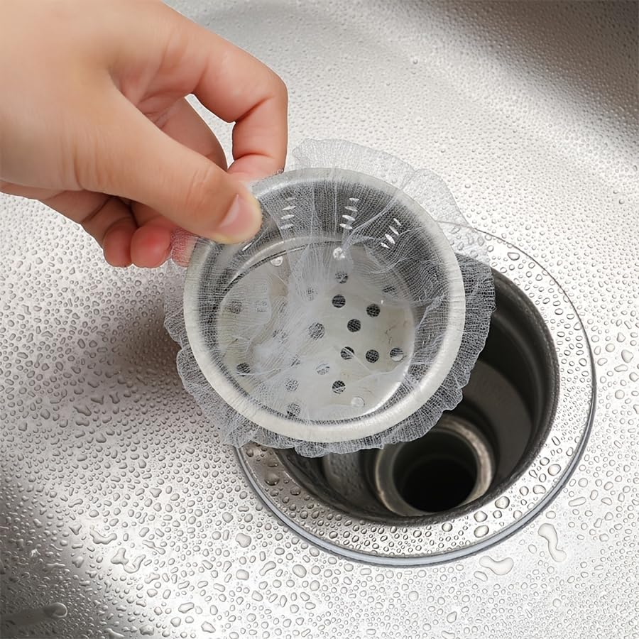 100 bolsas de filtro para desagüe de cocina blancas miniatura 3