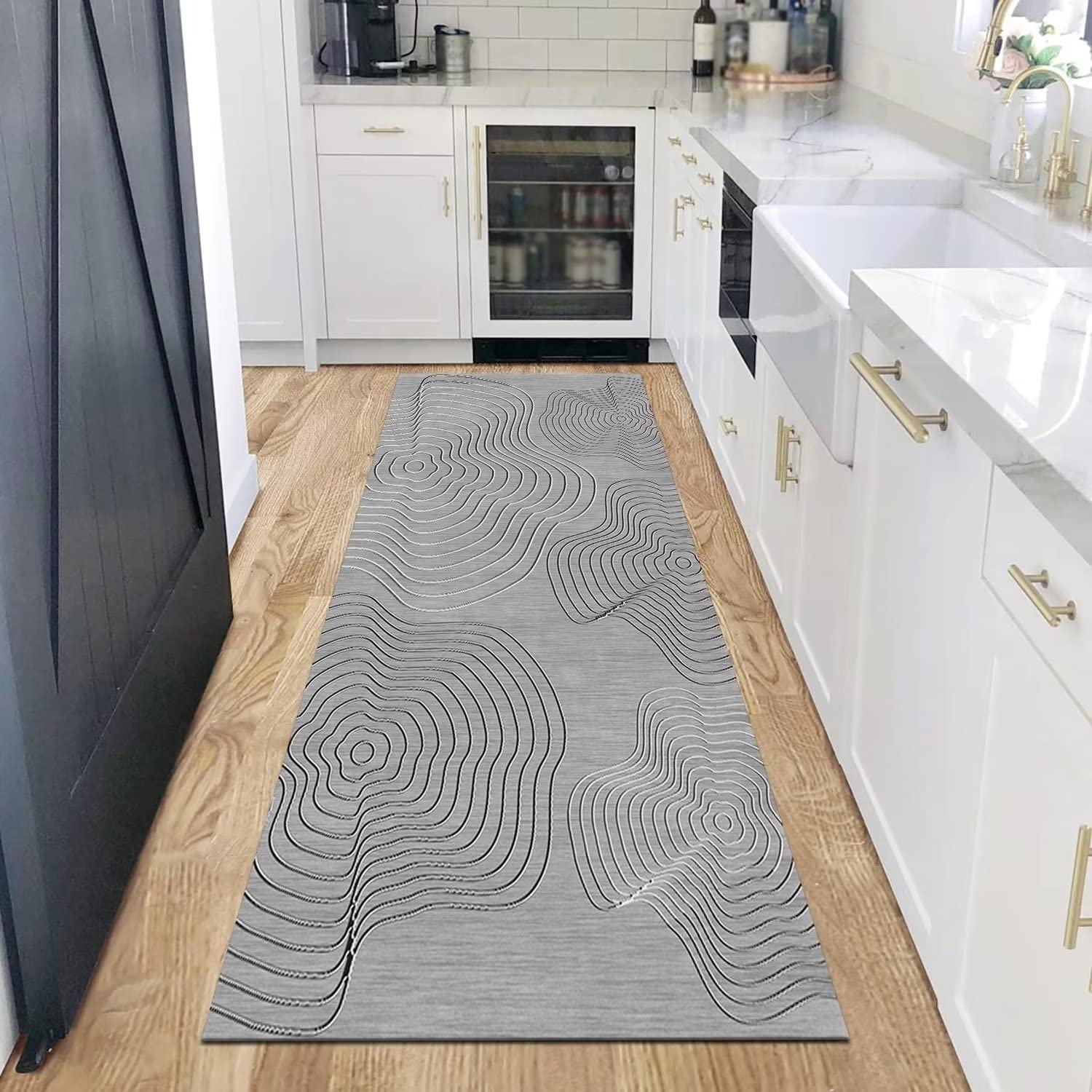 MONECER Tappeti Passatoia Cucina Antiscivolo Lavabile 40x400cm Vintage Motivo a Foglia Verde Tappetino Runner Tappeto Runner per Salotto Corridoio Ingresso, Larghezza 40-120cm