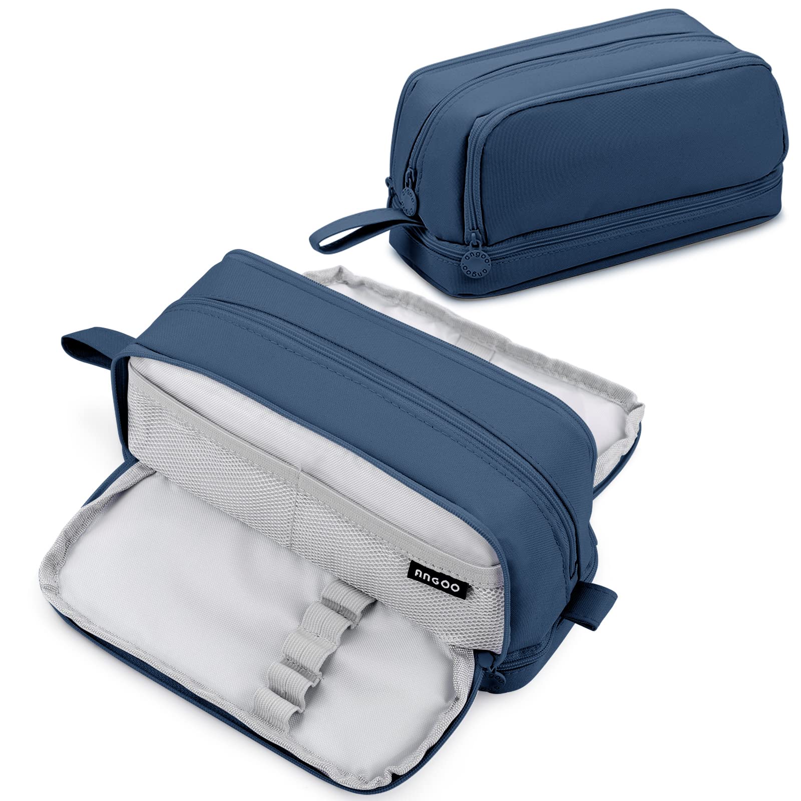 Large Stationery Organizer with 4 Compartments - Aesthetic Pencil Case for Kids, Women, Men, Teenagers & Students - Blue